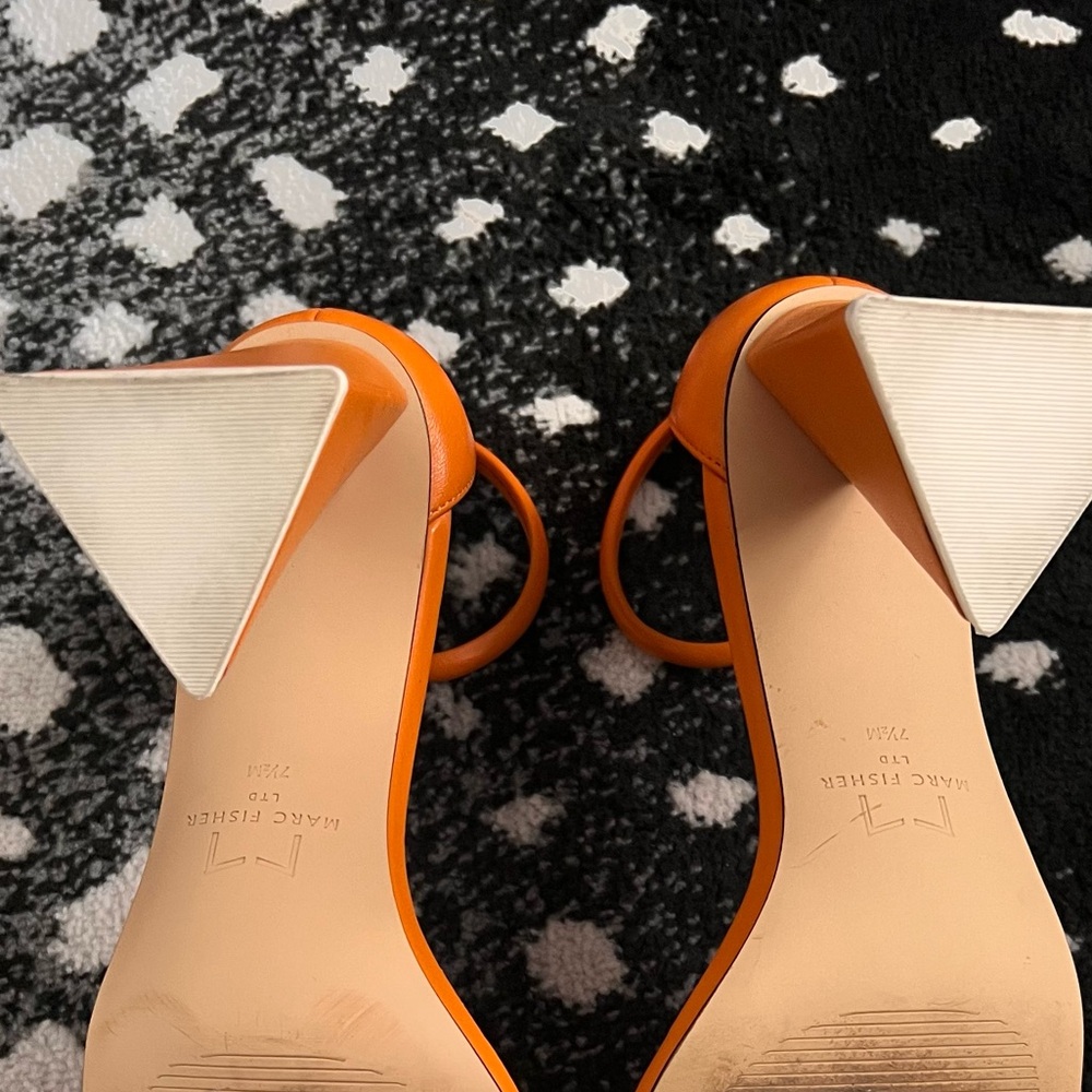 Marc Fisher Denny Leather Sandal 7.5 Orange - Picture 13 of 14